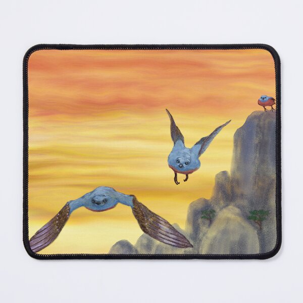 Item preview, An adorable blue bird and mountains at sunset designed and sold by greenPQBstudio.