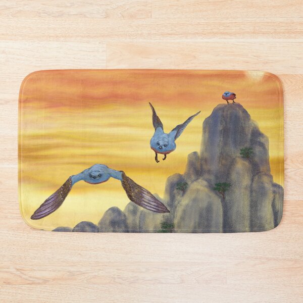 Item preview, An adorable blue bird and mountains at sunset designed and sold by greenPQBstudio.