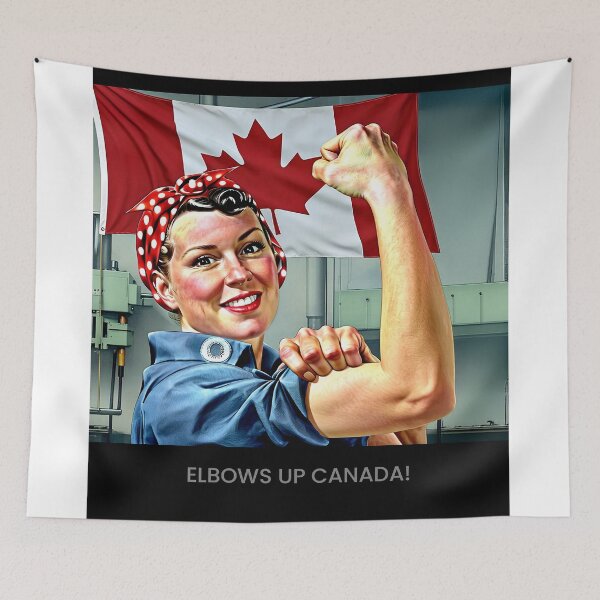 Item preview, Rosie says "ELBOWS UP CANADA!" designed and sold by James Cumming.