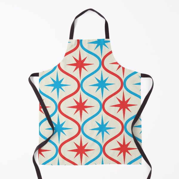 Item preview, Mid Century Atomic Starbursts on Blue and red Ogee Pattern designed and sold by Yasminepatterns .