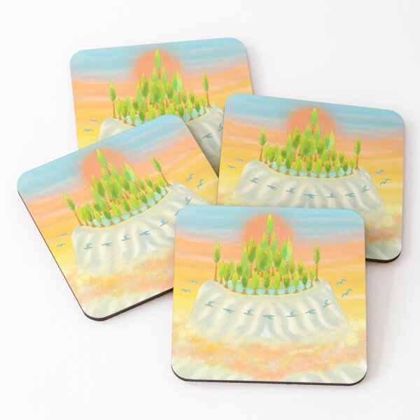 Item preview, Volcano tree village at peaceful and romantic sunset designed and sold by greenPQBstudio.