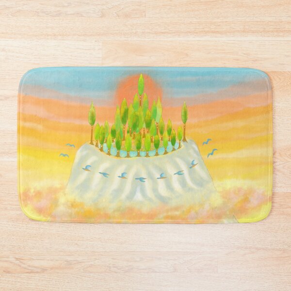 Item preview, Volcano tree village at peaceful and romantic sunset designed and sold by greenPQBstudio.