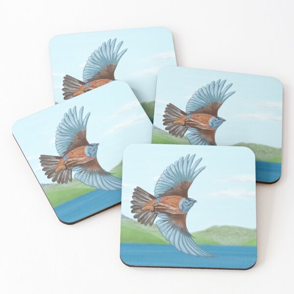 Item preview, A flying adorable blue bird and beautiful scenery designed and sold by greenPQBstudio.