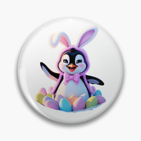 Item preview, Cute Easter Penguin In Bunny Costume With Colorful Eggs: Adorable Spring Holiday Animal Art designed and sold by elynne9.