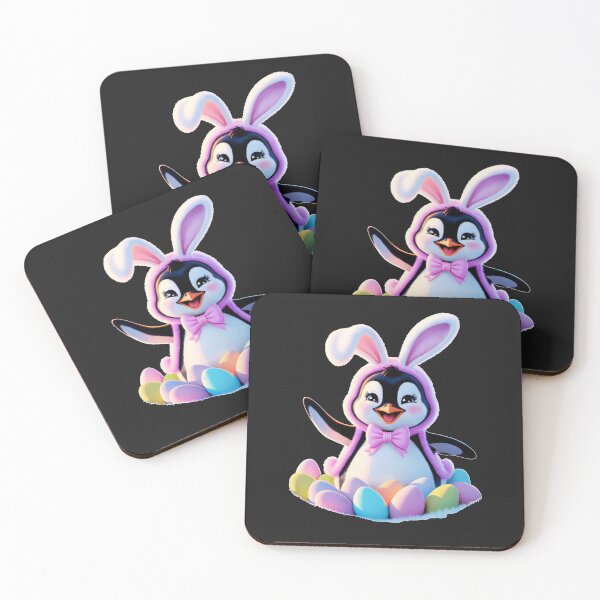 Item preview, Cute Easter Penguin In Bunny Costume With Colorful Eggs: Adorable Spring Holiday Animal Art designed and sold by elynne9.