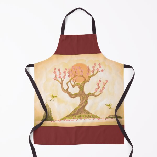 Item preview, Plum tree and lovely green birds at sunset designed and sold by greenPQBstudio.