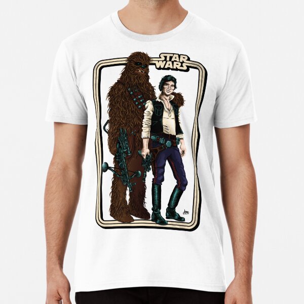 Vista previa del artículo con la obra «Retrato vintage de Han Solo y Chewbacca de Star Wars», diseñado y vendido por Joe Robinson.