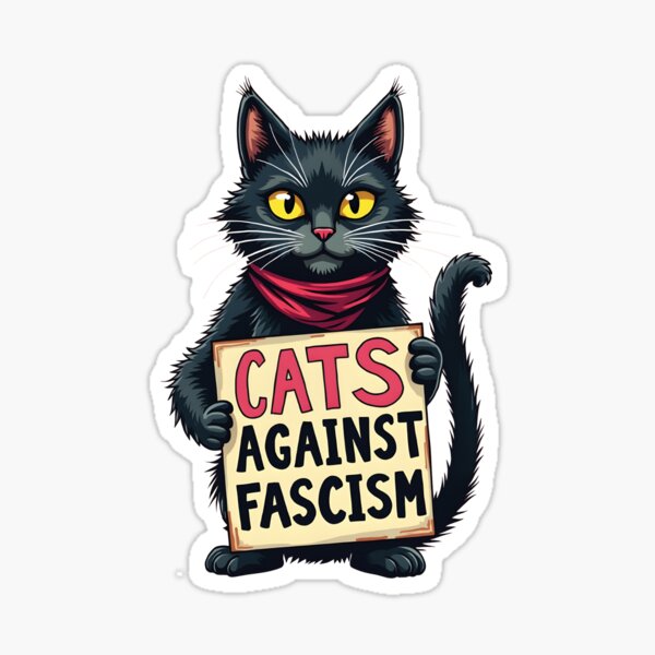Artikel-Vorschau von Katzen gegen Faschismus Schwarze Katze Comic Vektor T-Shirt, designt und verkauft von WAUZ.