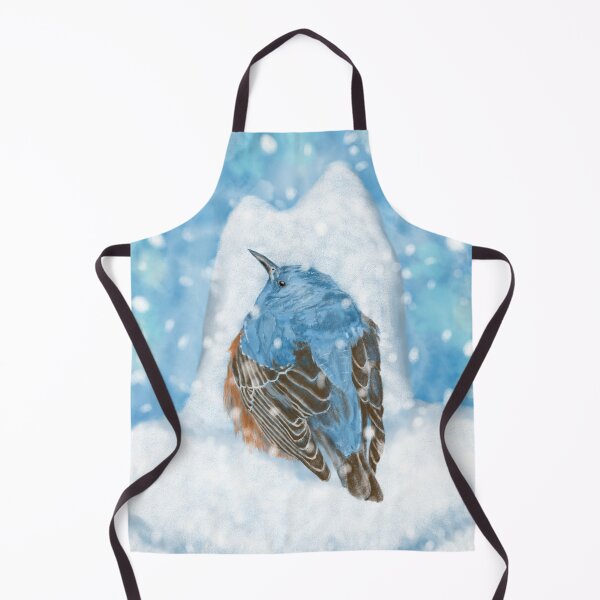 Item preview, An adorable blue bird at tranquil snowy night  designed and sold by greenPQBstudio.