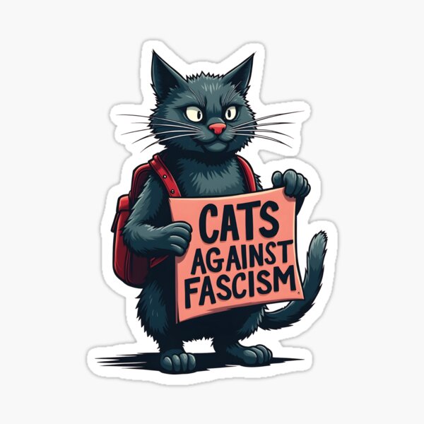 Artikel-Vorschau von Mollige schwarze Katze mit Rucksack Katzen gegen Faschismus T-Shirt, designt und verkauft von WAUZ.