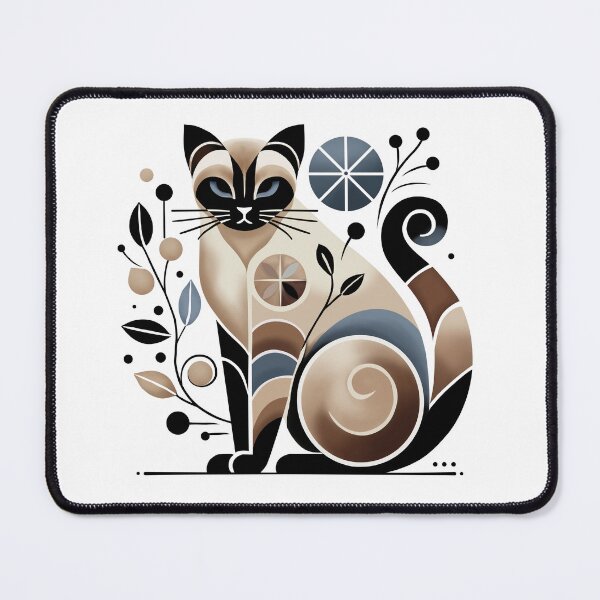Item preview, Abstract beige and blue Siamese cat designed and sold by Audrey Janvier | AJD.