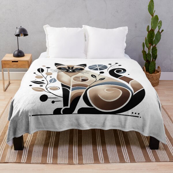 Item preview, Abstract beige and blue Siamese cat designed and sold by Audrey Janvier | AJD.