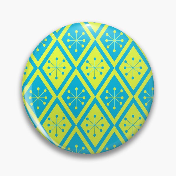Item preview, Mid Century Atomic stars on yellow and blue retro diamonds pattern designed and sold by Yasminepatterns .