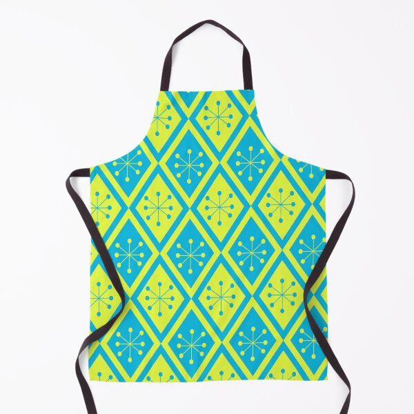 Item preview, Mid Century Atomic stars on yellow and blue retro diamonds pattern designed and sold by Yasminepatterns .