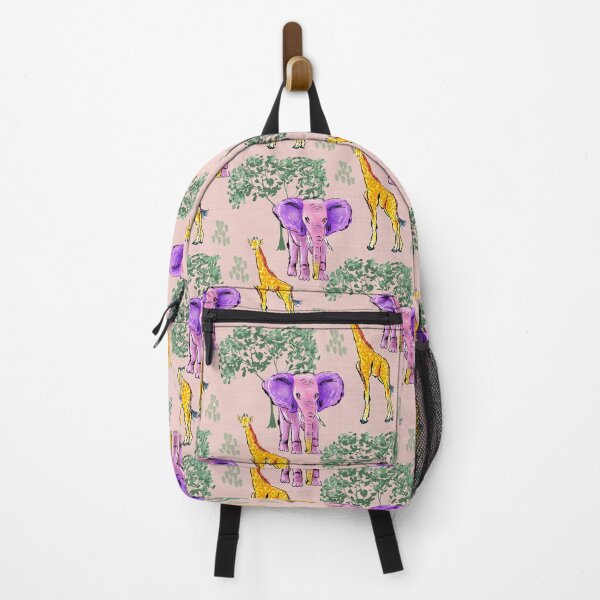 Item preview, Elephants Giraffes Safari Savannah Animals Light Pink Background designed and sold by JasmineGDesigns.