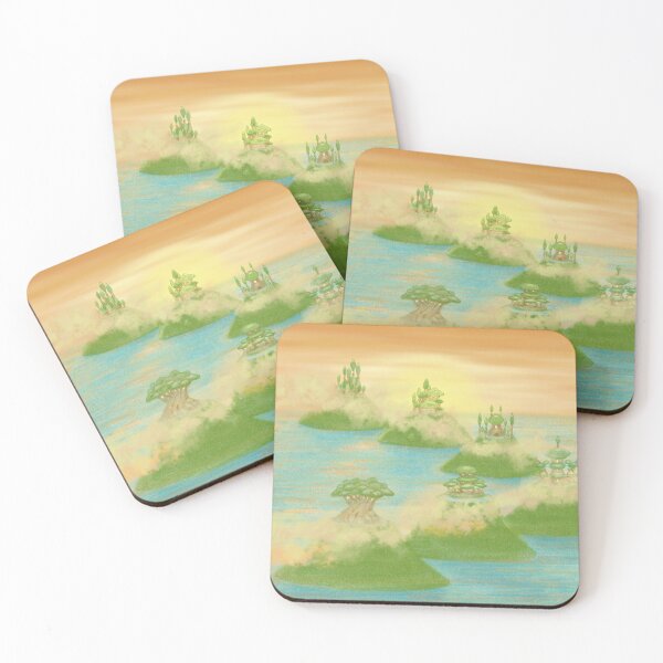 Item preview, Unique tree village islands at stunning sunset designed and sold by greenPQBstudio.