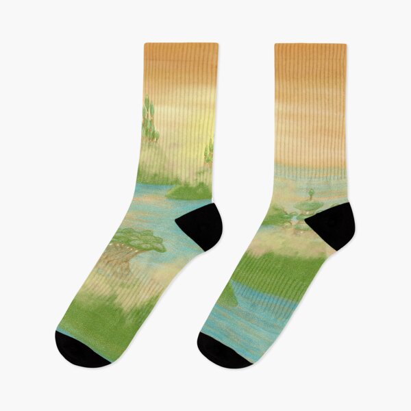 Item preview, Unique tree village islands at stunning sunset designed and sold by greenPQBstudio.
