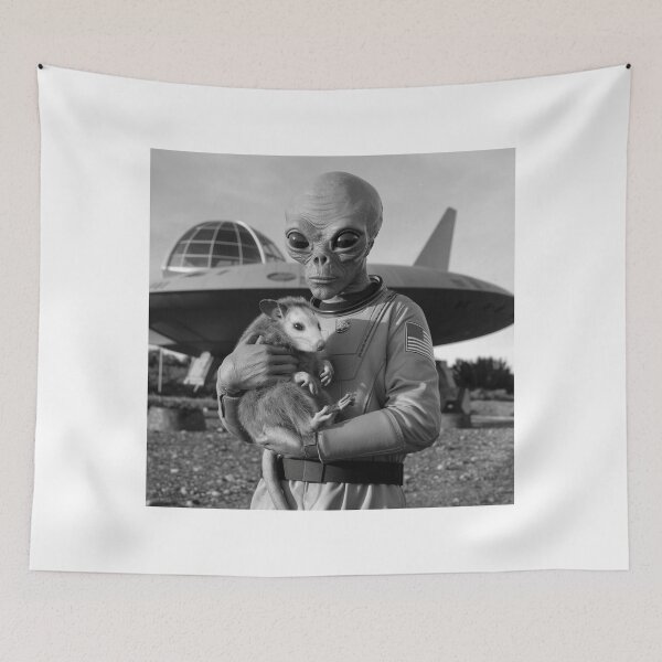 Item preview, Alien Abduction, possum, UFO, possum, meme, funnyfits70, Humor, Funny, retro, vintages, funny quotes, animal humor, designed and sold by FunnyFits70.