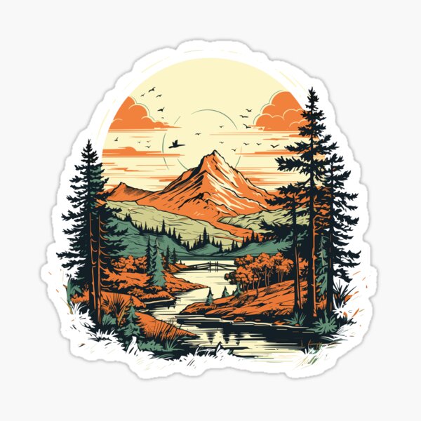 Item preview, Retro Mountain Landscape designed and sold by pinklamas.