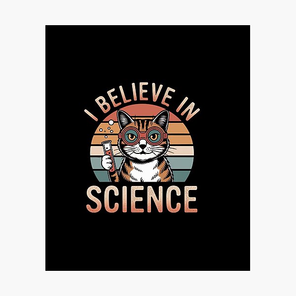 Item preview, Funny Vintage Science Cat T-Shirt - I Believe in Science Animal designed and sold by StemMerch247.