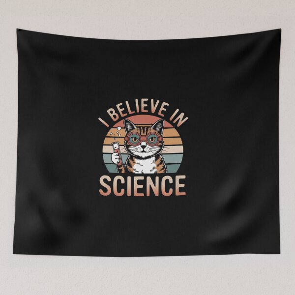 Item preview, Funny Vintage Science Cat T-Shirt - I Believe in Science Animal designed and sold by StemMerch247.