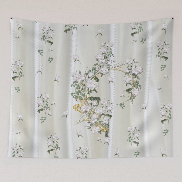 Item preview, White Watercolour Roses painted on champagne Silk texture designed and sold by NadineMay.