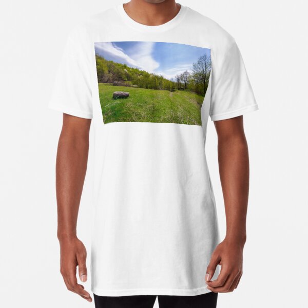 log on the grassy meadow among the forest Long T-Shirt