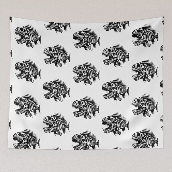 Item preview, Piranha Fish Bones Black Skeleton Rocker Gothic designed and sold by 3rd Eye Perceptions.