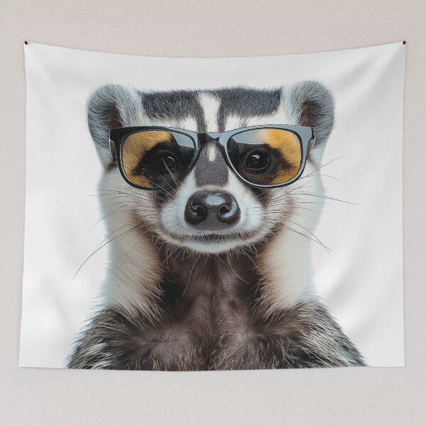 Item preview, Funny cool American badger wearing sunglasses designed and sold by LazyOwlStore.