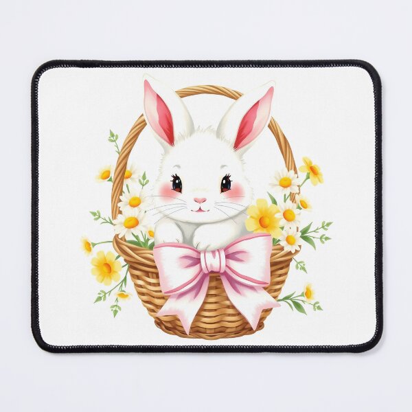 Item preview, Easter Basket with Spring Flowers and cute easter bunny designed and sold by svarupa.