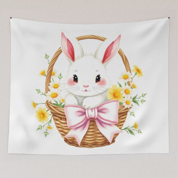 Item preview, Easter Basket with Spring Flowers and cute easter bunny designed and sold by svarupa.