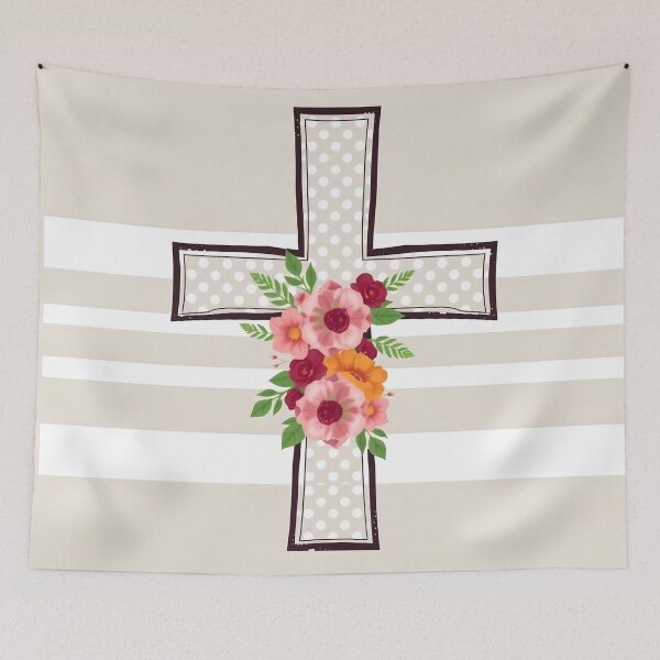 Item preview, Christian cross  with Easter Spring Flowers designed and sold by svarupa.