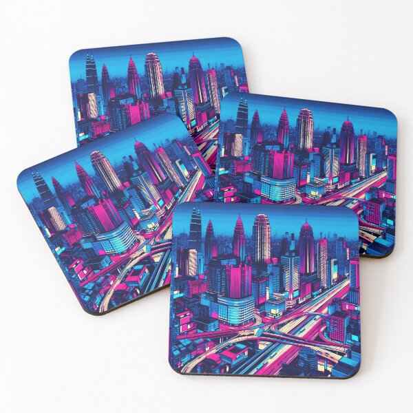 Item preview, Night view of the city in neon colors designed and sold by Dogandesighn.
