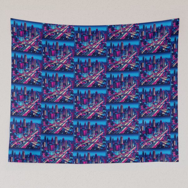 Item preview, Night view of the city in neon colors designed and sold by Dogandesighn.
