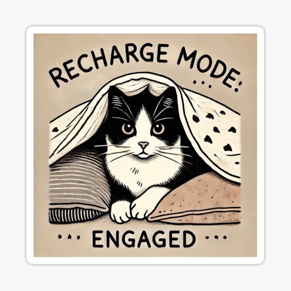 Cute Cat Under Blanket – Introvert Mood Art Sticker