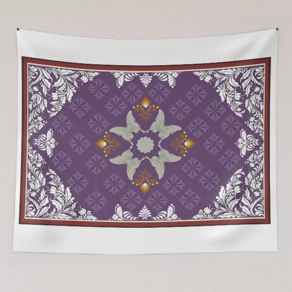 Item preview, Butterfly on antique rug with white floral designed and sold by Nakorn06 Shop.