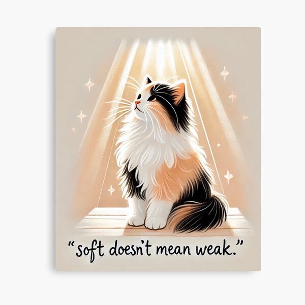 Soft Doesn’t Mean Weak – Empowering Cat Art Canvas Print
