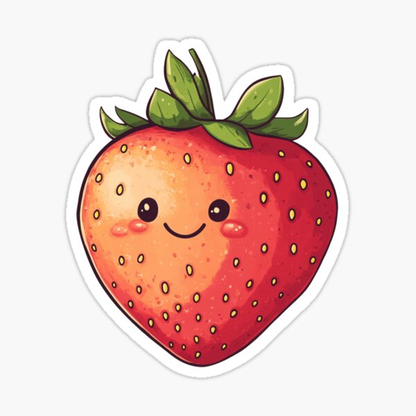 Artikel-Vorschau von Süßes Kawaii Erdbeer-Design – Lächelnde Fruchtillustration | Lustiger Sommerfrucht-Charakter, designt und verkauft von NewStickShop.