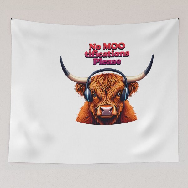 Item preview, No Moo-tifications Please - Funny Highland Cow Headphones Design designed and sold by AnnDesignStudio.