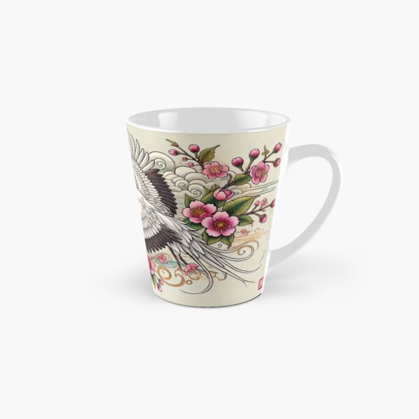 Item preview, apanese Crane with Waves and Blossoms - Traditional Tattoo Design designed and sold by GBArtistic.