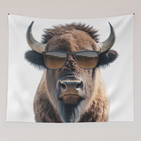Item preview, Funny cool American Bison wearing sunglasses designed and sold by LazyOwlStore.