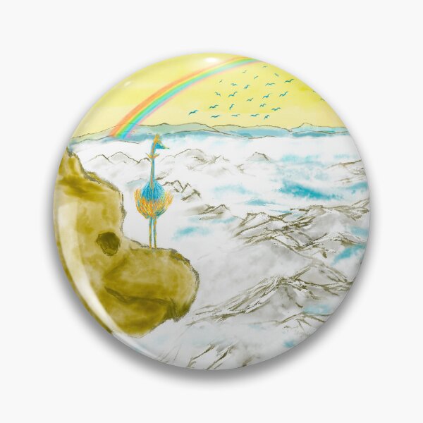 Item preview, Bird rock mountains and blue birds at sunrise  designed and sold by greenPQBstudio.