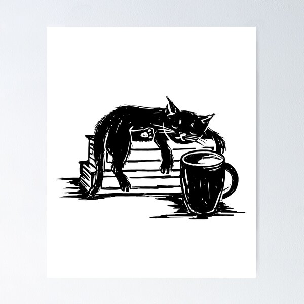 Item preview, Cat And Coffee Cup designed and sold by mermaids001.