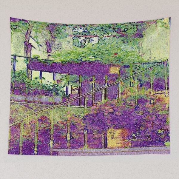 Item preview, Stair with pink flowers in St.Tropez, the provence designed and sold by Robert Elfferich.