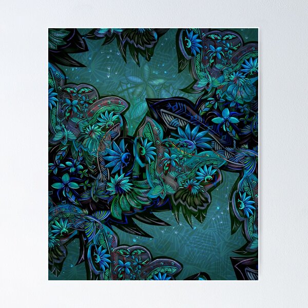 Item preview,  Flying Fish And Dolphin Flowers Abastract Art Print 3613 designed and sold by sunnthreads.
