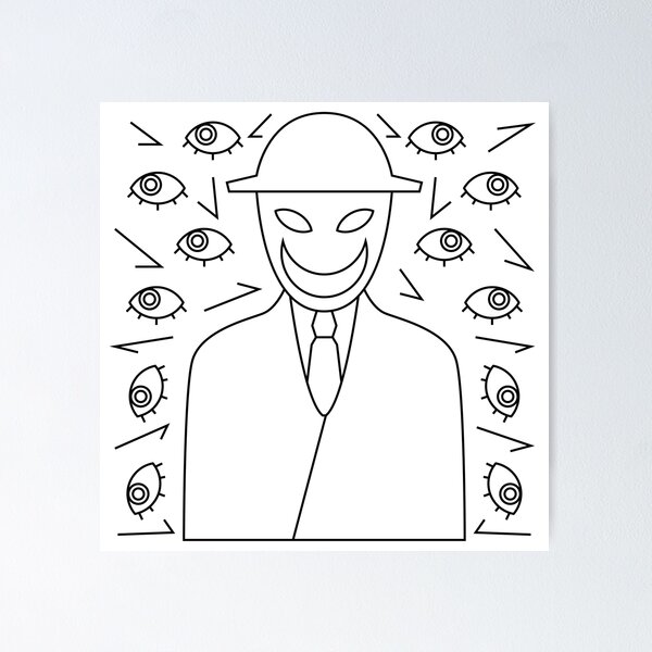 Item preview, Smiling specter with mask and surrounding Eyes designed and sold by estebansequeira.