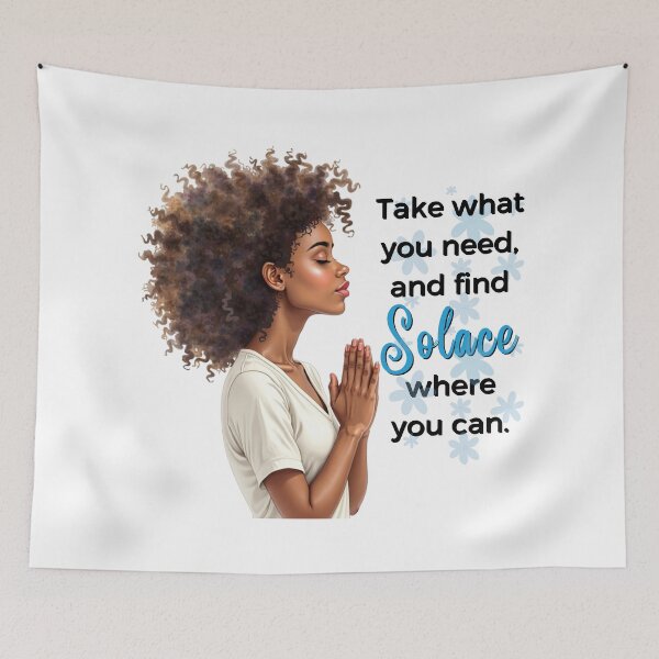 Item preview, Solace – Peaceful Melanin Art with Afro Beauty and Prayerful Vibes designed and sold by QPTheeArtist.