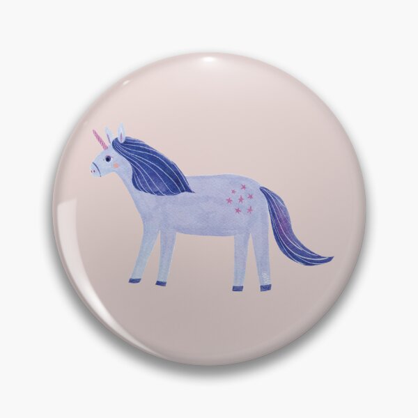 Item preview, Vintage Whimsical Blue Watercolor Unicorn Pin - Cute Pin Button designed and sold by ArtByAsami.