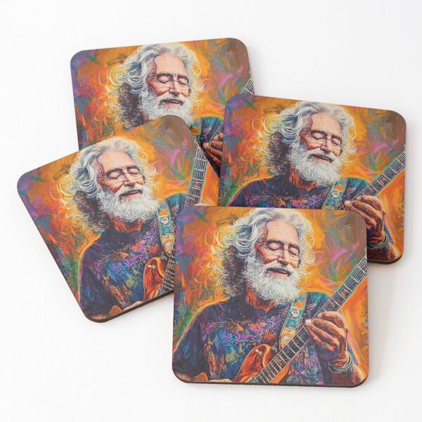 Item preview, Vibrant Rock Legend – Jerry Garcia Psychedelic Portrait T-Shirt designed and sold by PixelMuse2024.