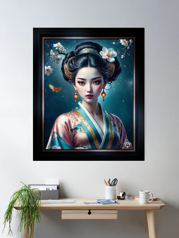 The Essence of Elegance, Timeless Portrait of Aiko Nishikawa AI Concept Art by Xzendor7 | A Cherry Blossoms Beauty 2 The Essence of Elegance, Timeless Portrait of Aiko Nishikawa Mesmerizing AI Concept Art by Xzendor7 Room Decor Poster Art Print
